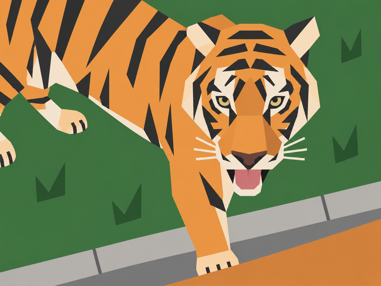 The same tiger rebuilt from geometric shapes
